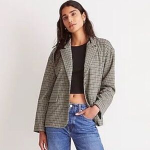 NEW Madewell Oversized Knit Blazer in Houndstooth